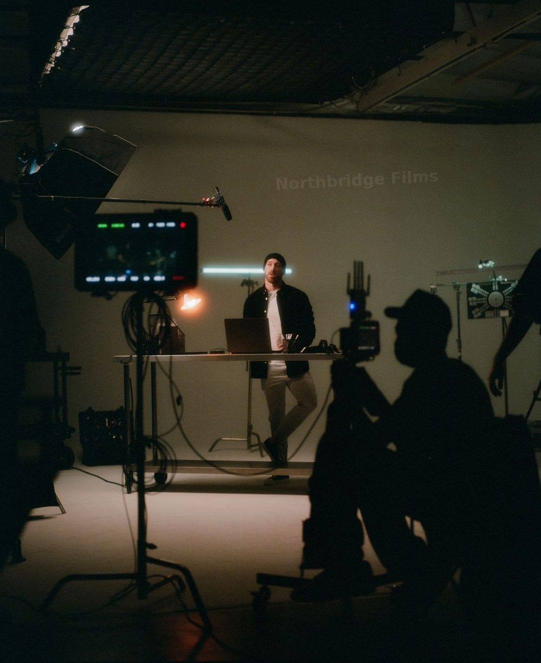 Filming on set